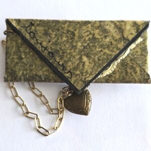 Vintage love letter brooch Two Women "toujours" (always) envelope